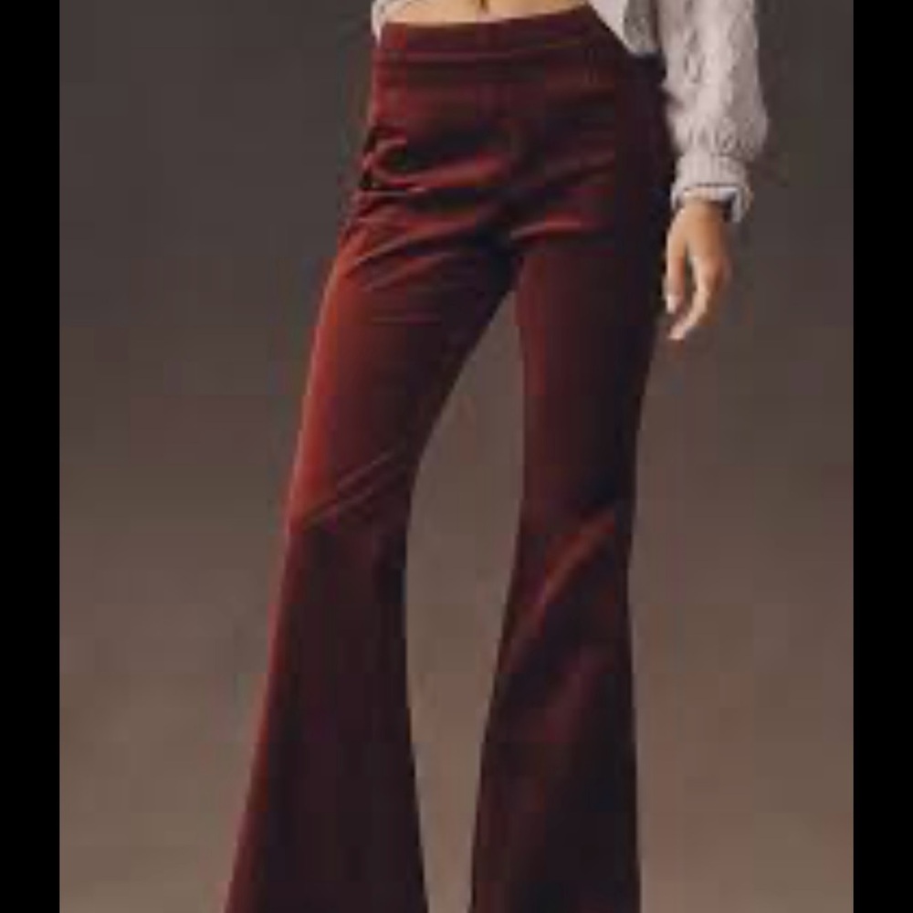 Anthropologie Women's Flare Pants in Deep Burgundy